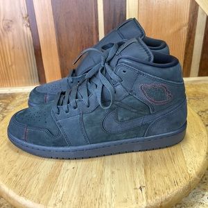 Air Jordan 1 Mid SE Craft Sz 10.5 - Black w/ Red Accents, New